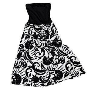 Cupshe Luminous Twilight Floral Black White Maxi Dress‎ Summer Beach NWT
